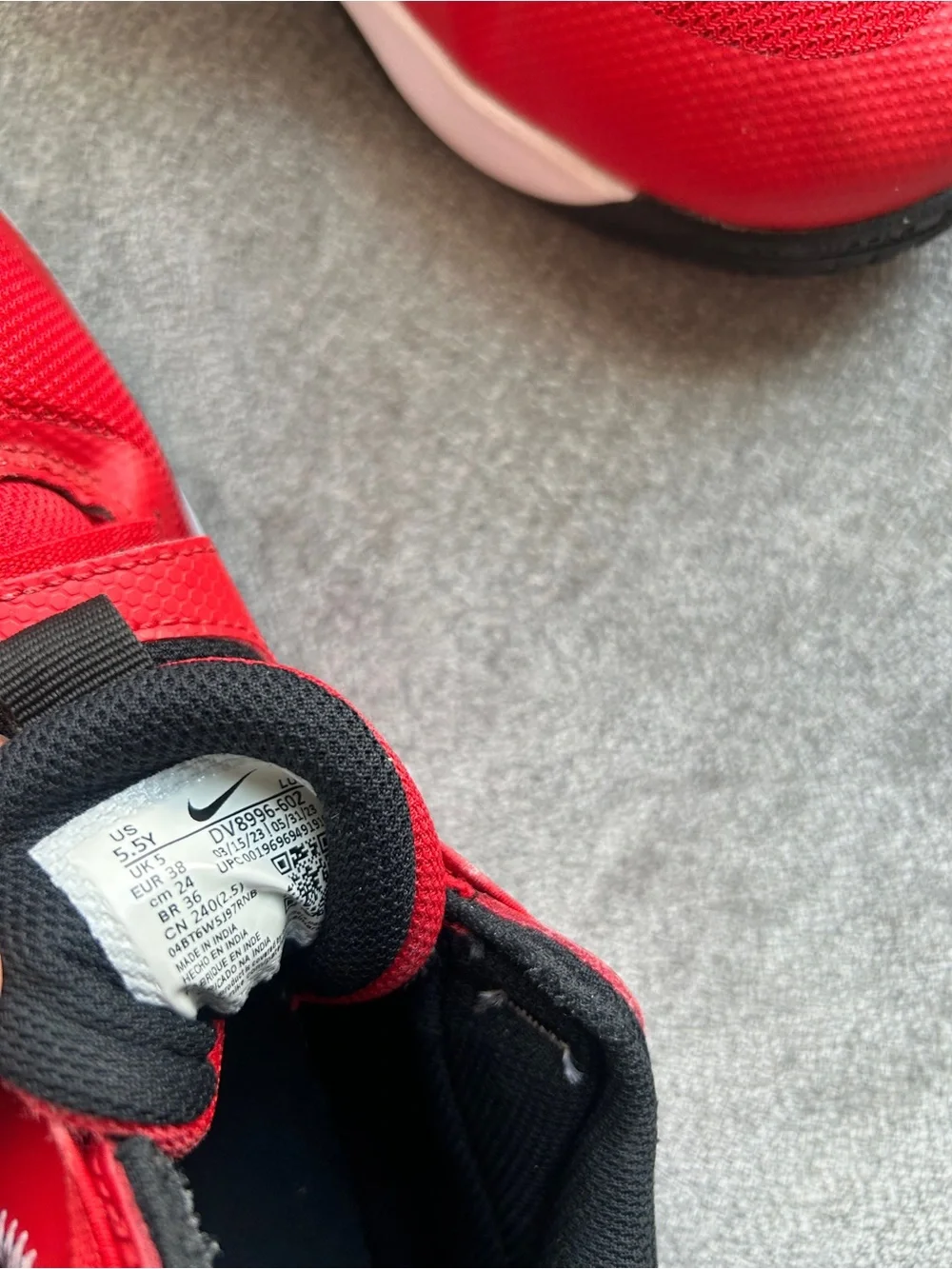 Nike kids red basketball athletic sneakers size 5.5y